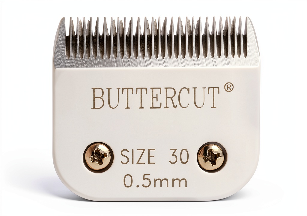 Geib Buttercut clipper blade on a grooming table