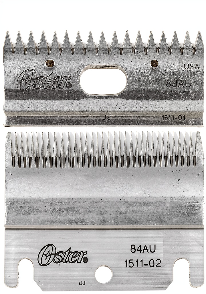 Groomer using Oster Clipmaster blades on a horse in a stable