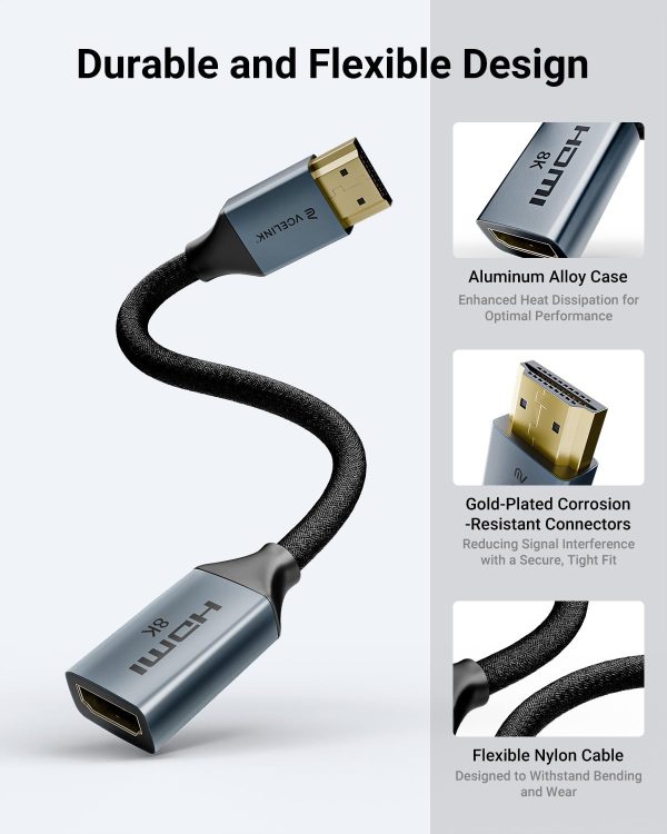 VCELINK HDMI Extension Cable 8K 48Gbps Triple Shielding-3