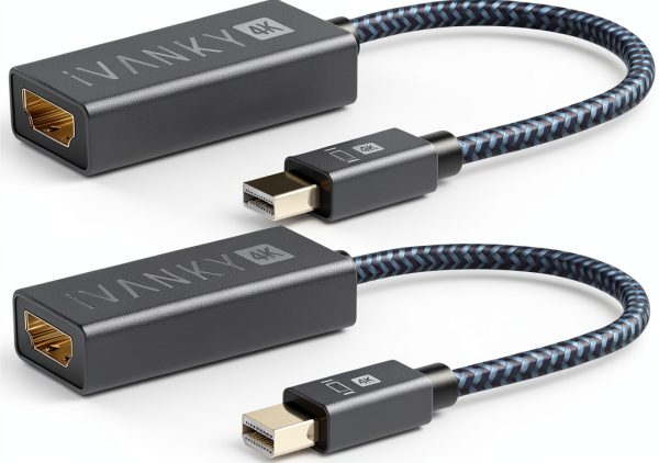 iVANKY Mini DisplayPort to HDMI Adapter 4K 30Hz 2 Pack Grey-0