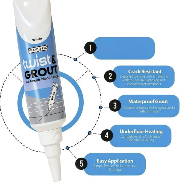 Twist & Grout Reviver Floor-Fix Pro Grout Repair Kit Waterproof Grey-6