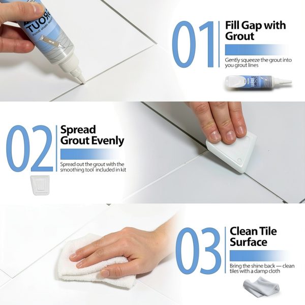 Twist & Grout Reviver Floor-Fix Pro Grout Repair Kit Waterproof Grey-4