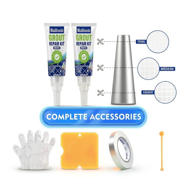 Tile Grout Repair Kit, 2 Pack Grout Filler, Grout Sealer Bathroom Shower Kitchen Floor Tile, Fast Drying Tile Grout Paint, Restore and Renew Tile Joints Line, Gaps, Replace Grout Pen(White)-5