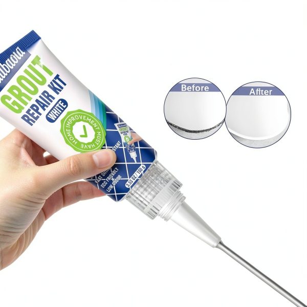 Tile Grout Repair Kit, 2 Pack Grout Filler, Grout Sealer Bathroom Shower Kitchen Floor Tile, Fast Drying Tile Grout Paint, Restore and Renew Tile Joints Line, Gaps, Replace Grout Pen(White)-3
