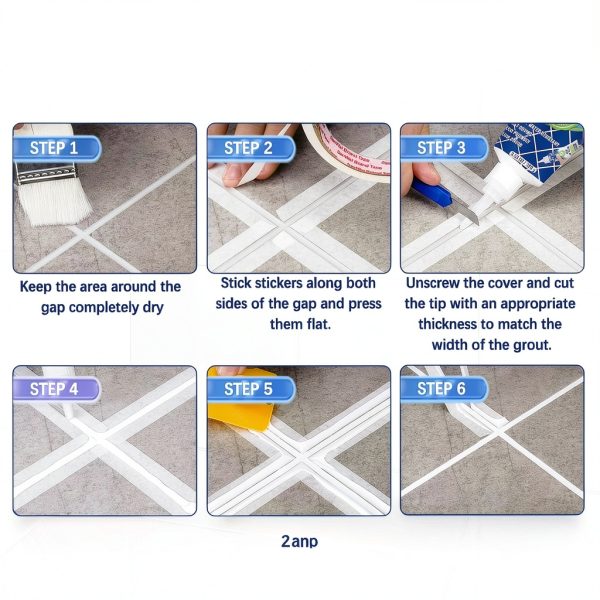 Tile Grout Repair Kit, 2 Pack Grout Filler, Grout Sealer Bathroom Shower Kitchen Floor Tile, Fast Drying Tile Grout Paint, Restore and Renew Tile Joints Line, Gaps, Replace Grout Pen(White)-4