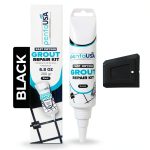PentaUSA Tile Grout Repair Kit - Black Grout Filler, Triple Protection, Fast Drying Formula Restores and Renews Joint Lines (Black, 8.8oz / 250gr)-0