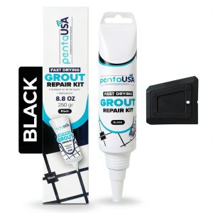 PentaUSA Tile Grout Repair Kit - Black Grout Filler, Triple Protection, Fast Drying Formula Restores and Renews Joint Lines (Black, 8.8oz / 250gr)-0