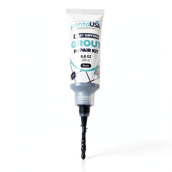 PentaUSA Tile Grout Repair Kit - Black Grout Filler, Triple Protection, Fast Drying Formula Restores and Renews Joint Lines (Black, 8.8oz / 250gr)-4