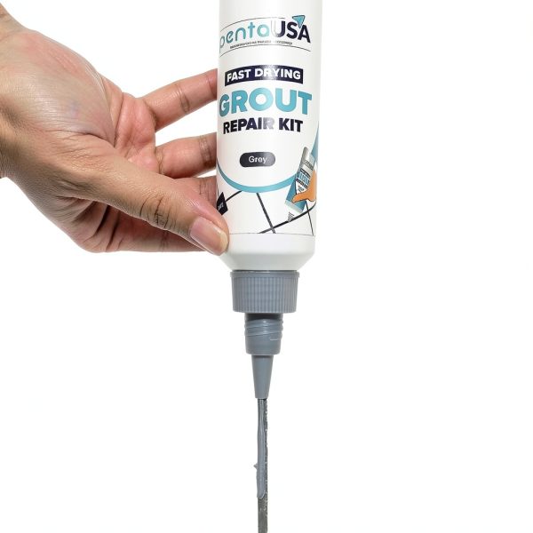 PentaUSA Tile Grout Repair Kit - Grey Grout Filler, Triple Protection, Fast Drying Formula Restores and Renews Joint Lines with Grout Float (Grey, 8.8oz / 250gr)-3