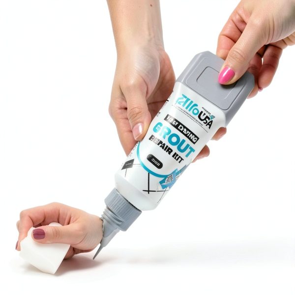 PentaUSA Tile Grout Repair Kit - Grey Grout Filler, Triple Protection, Fast Drying Formula Restores and Renews Joint Lines with Grout Float (Grey, 8.8oz / 250gr)-1