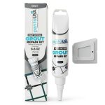 PentaUSA Tile Grout Repair Kit - Grey Grout Filler, Triple Protection, Fast Drying Formula Restores and Renews Joint Lines with Grout Float (Grey, 8.8oz / 250gr)-0