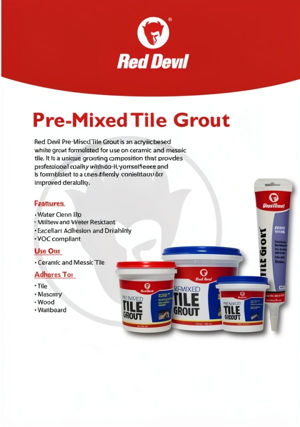 Red Devil 0425 Pre-Mixed Tile Grout Squeeze Tube, 5.5 oz., White-2